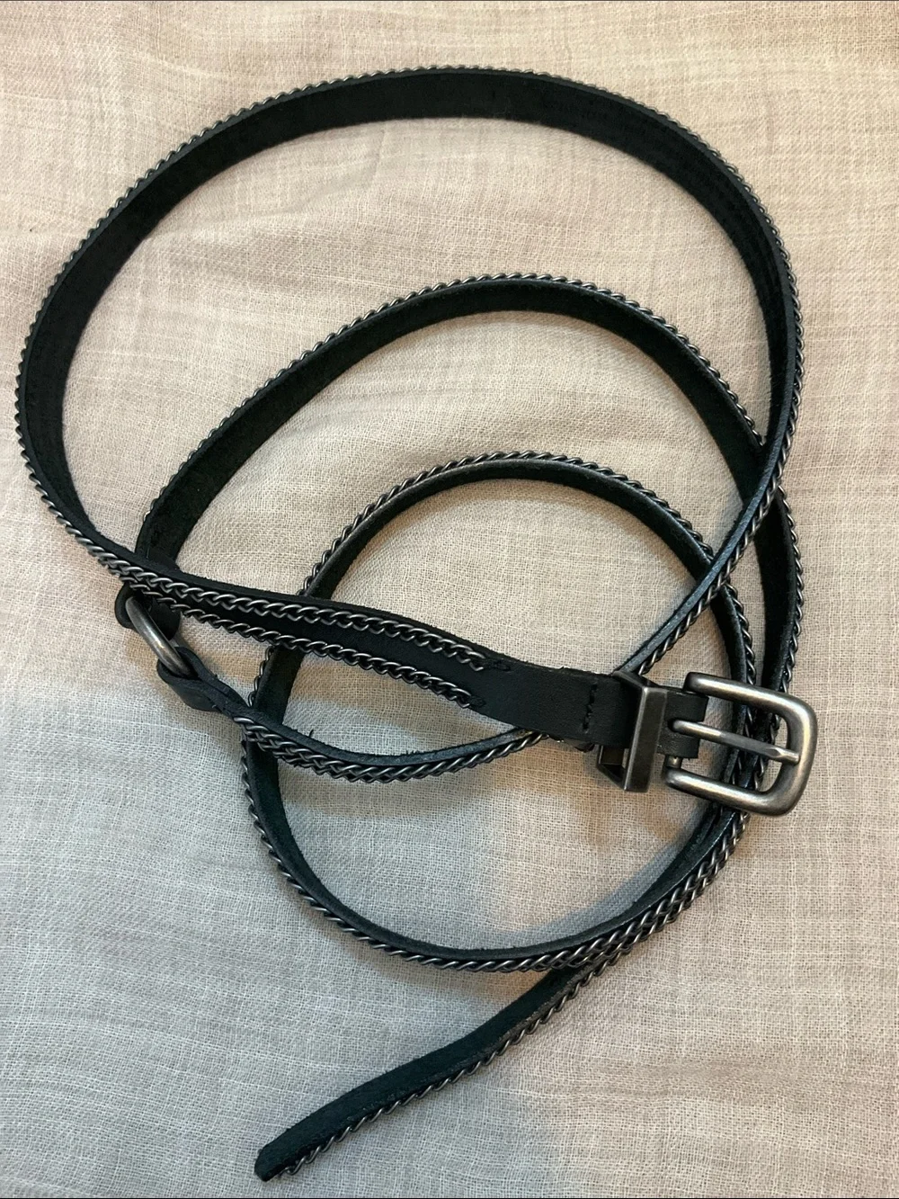 Black Leather Chain-Trim women belt